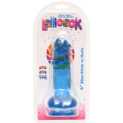 6 Inch Slim Stick with Balls Berry Ice Dildo - Image 3