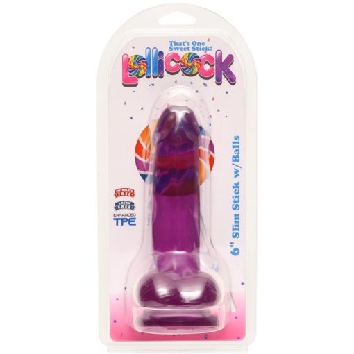 6 Inch Slim Stick with Balls Grape Ice Dildo - Image 3