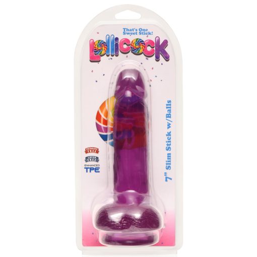 7 Inch Slim Stick with Balls Grape Ice Dildo - Image 2