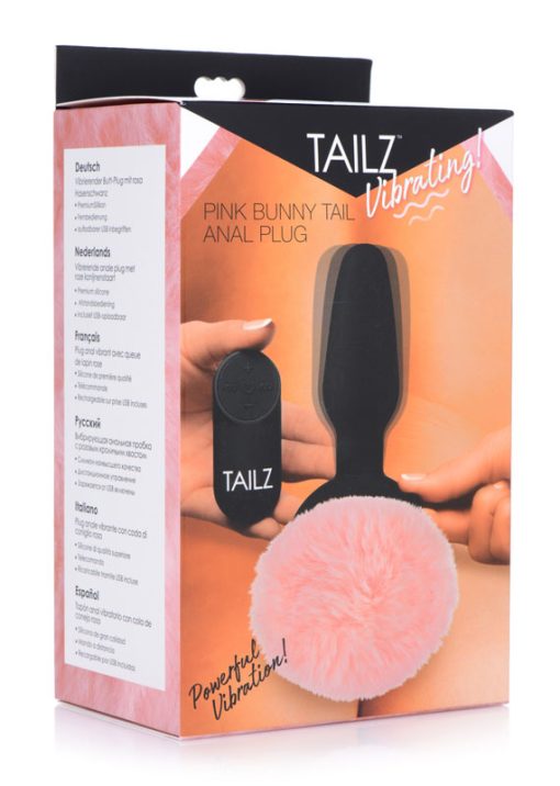 Remote Control Vibrating Pink Bunny Tail Anal Plug - Image 7
