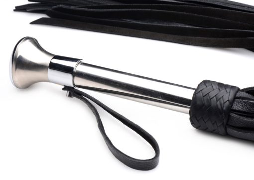 Leather Flogger with Stainless Steel Handle - Image 3