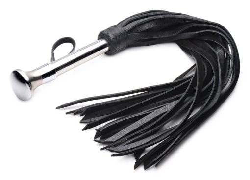 Leather Flogger with Stainless Steel Handle - Image 2