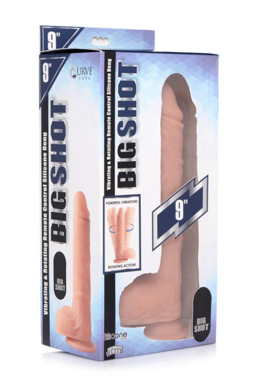 Vibrating and Rotating Remote Control Silicone Dildo with Balls - 9 Inch - Image 4