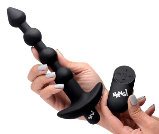 Remote Control Vibrating Silicone Anal Beads - Black - Image 3