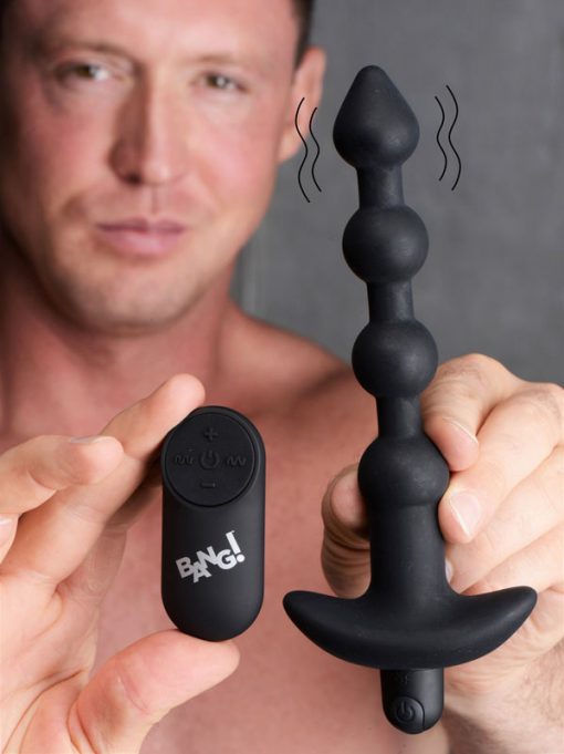 Remote Control Vibrating Silicone Anal Beads - Black - Image 2
