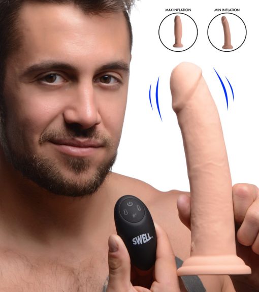 7X Inflatable and Vibrating Remote Control Silicone Dildo - 8.5 Inch - Image 2