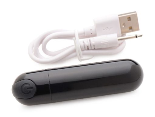 10X Rechargeable Vibrating Metallic Bullet - Black - Image 6