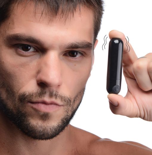 10X Rechargeable Vibrating Metallic Bullet - Black - Image 2