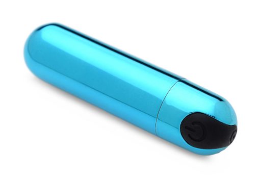 10X Rechargeable Vibrating Metallic Bullet - Blue - Image 5