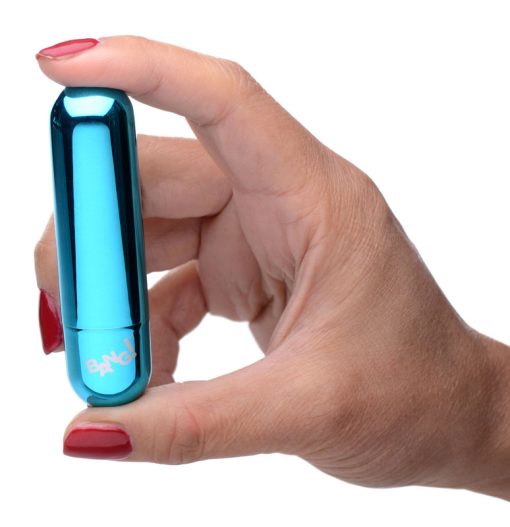 10X Rechargeable Vibrating Metallic Bullet - Blue - Image 3
