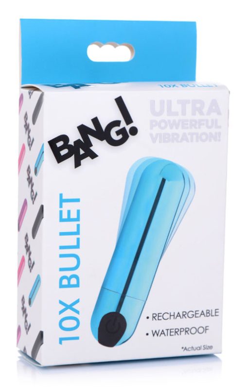 10X Rechargeable Vibrating Metallic Bullet - Blue - Image 8