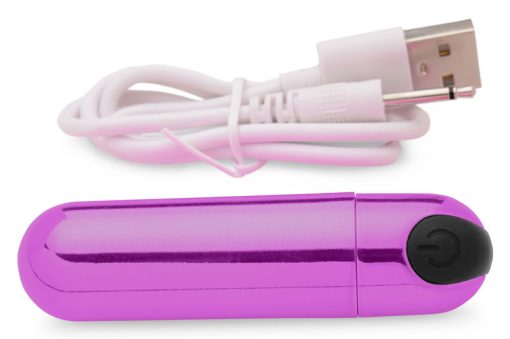 10X Rechargeable Vibrating Metallic Bullet - Purple - Image 6