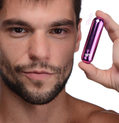 10X Rechargeable Vibrating Metallic Bullet - Purple - Image 2