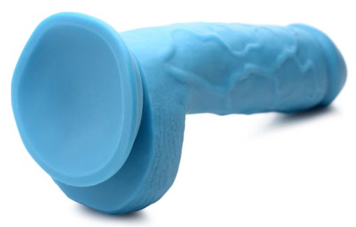 8.25 Inch Dildo with Balls - Blue - Image 7