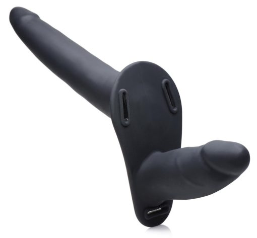 28X Power Pegger Beginner Vibrating Double Dildo with Harness and Remote - Image 4