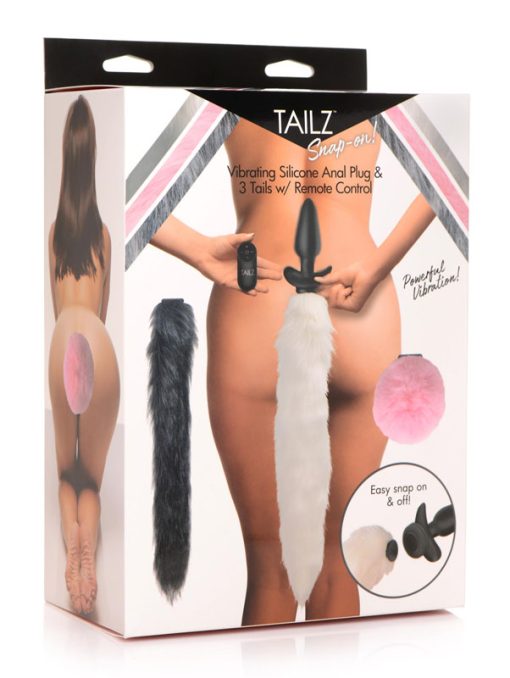 Vibrating Silicone Anal Plug with 3 Interchangeable Tails - Image 17