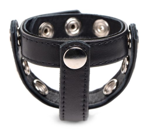 Leather Snap-on Cock Harness - Black - Image 2