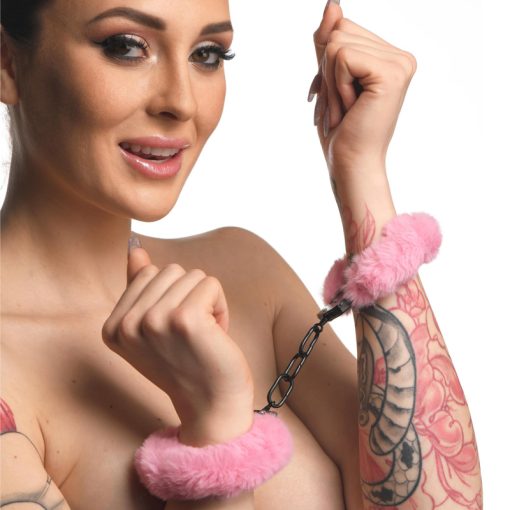 Cuffed in Fur Furry Handcuffs - Pink - Image 2