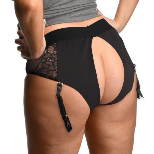 Laced Seductress Crotchless Panty Harness with Garter Straps - 2XL-3XL - Image 5
