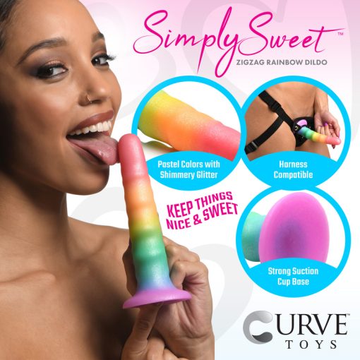 Zigzag Rainbow Silicone Dildo - Image 3