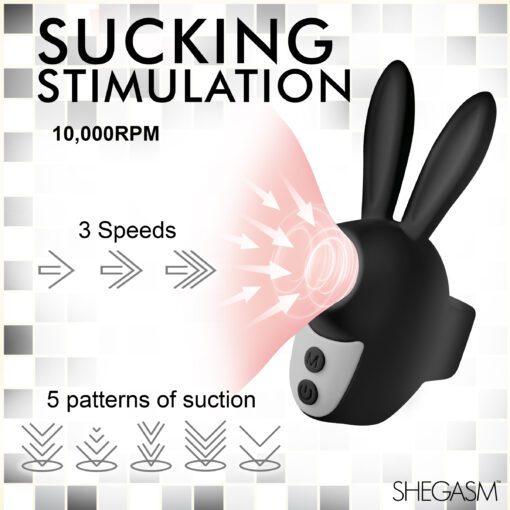Sucky Bunny Clit Stimulator - Black - Image 3