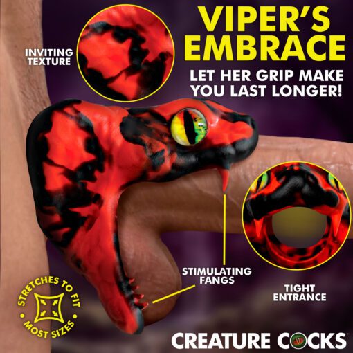 Master Cobra Silicone Cock Ring - Red - Image 2