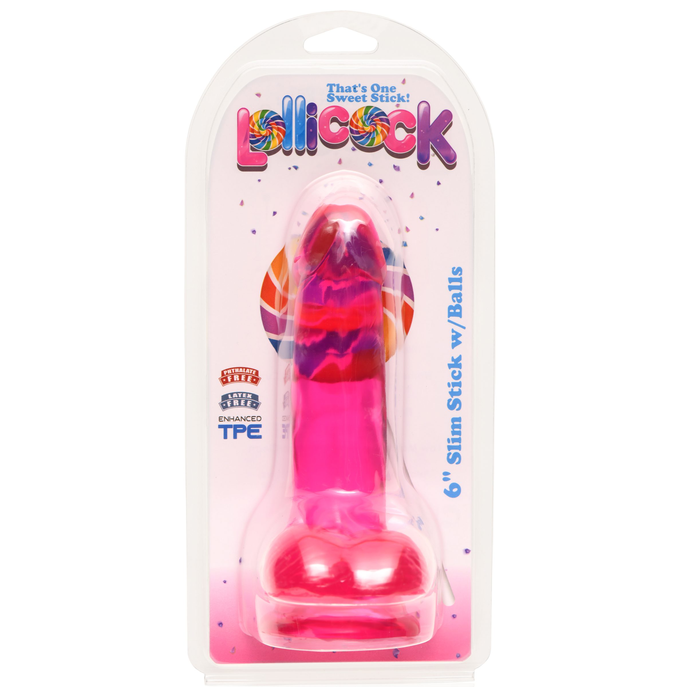 6 Inch Slim Stick with Balls Cherry Ice Dildo - Image 3