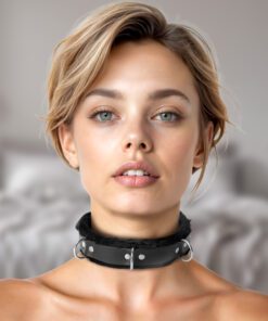 Strict Leather Narrow Fur Lined Locking Collar