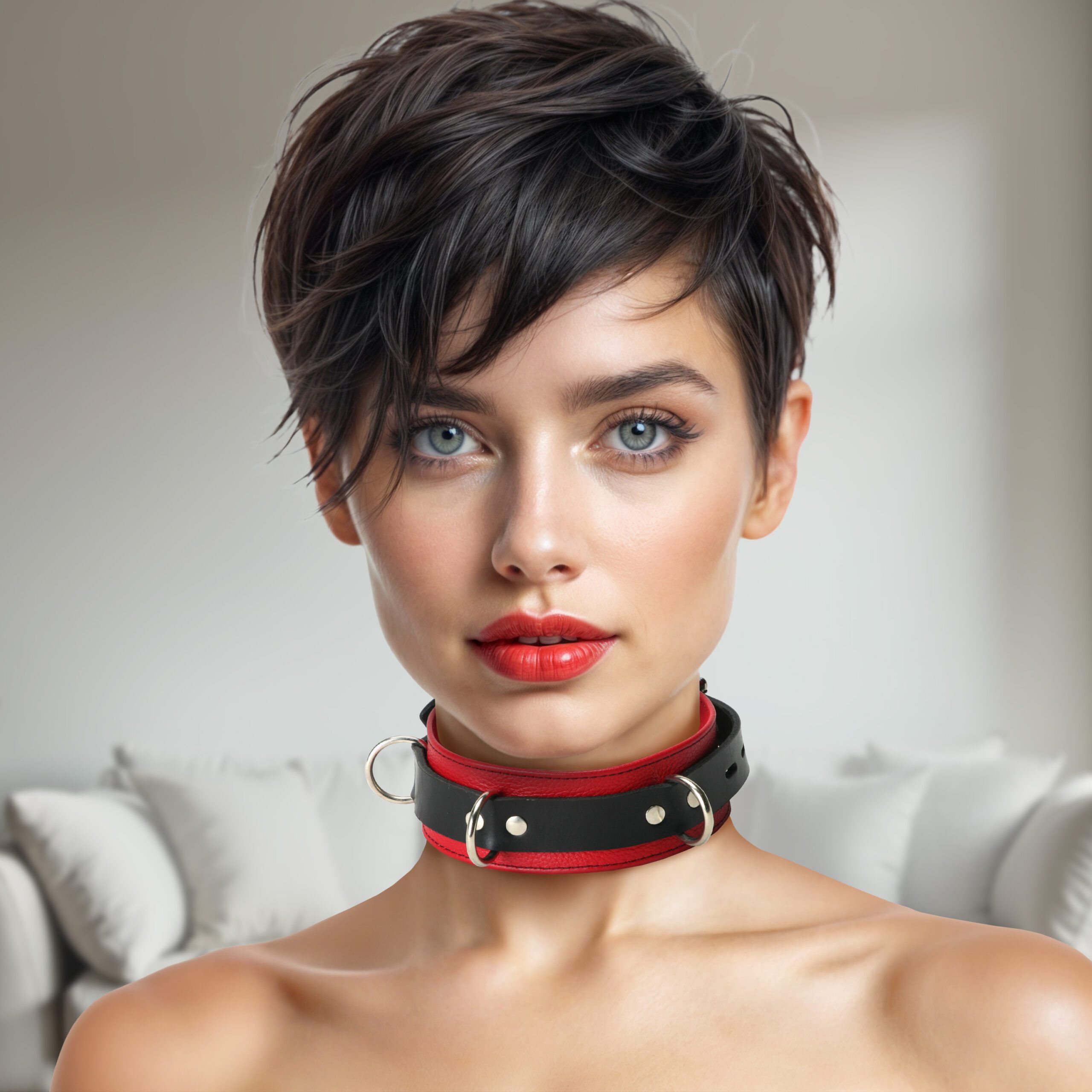 Strict Leather Deluxe Red and Black Locking Collar