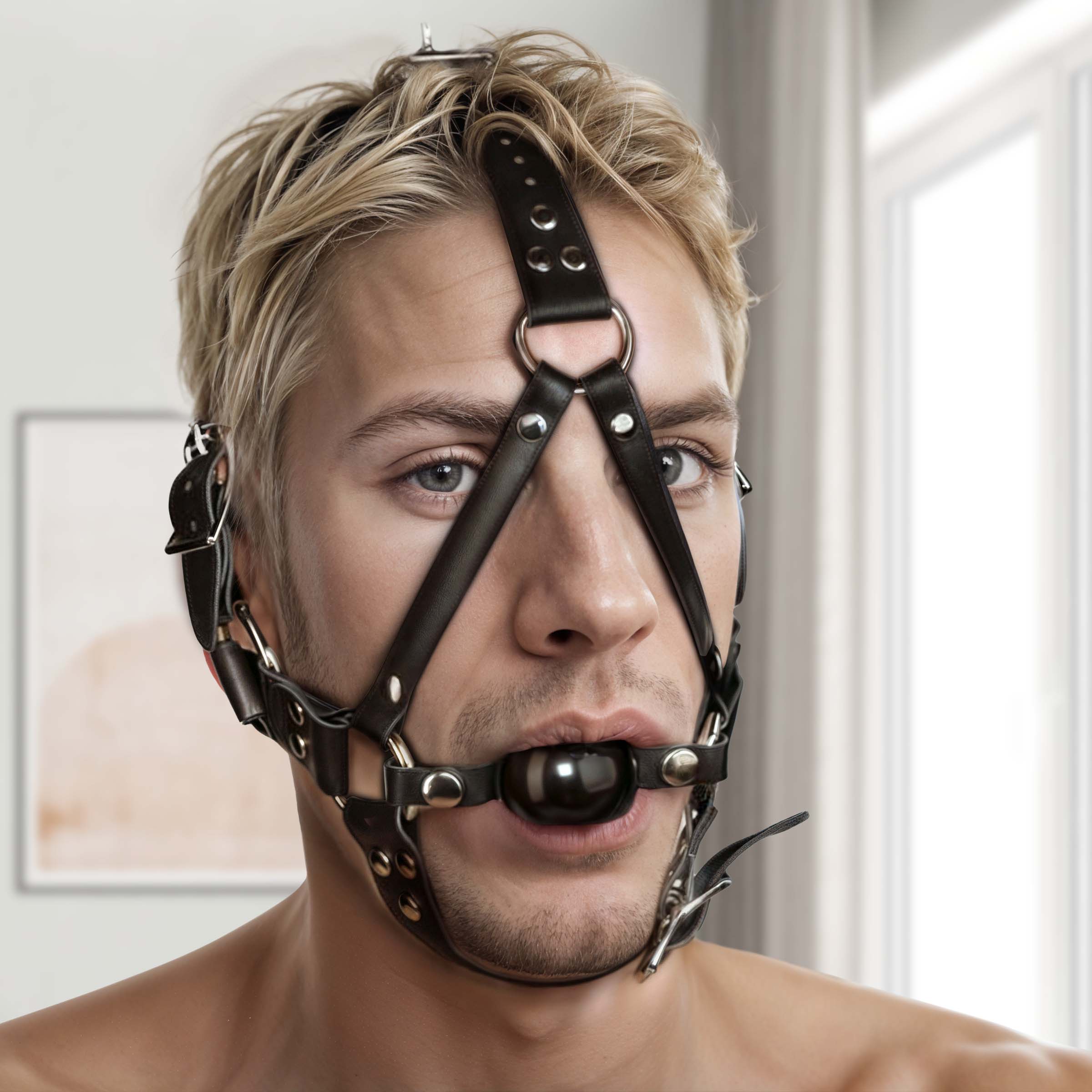 Leather Ball Gag Harness - Image 2