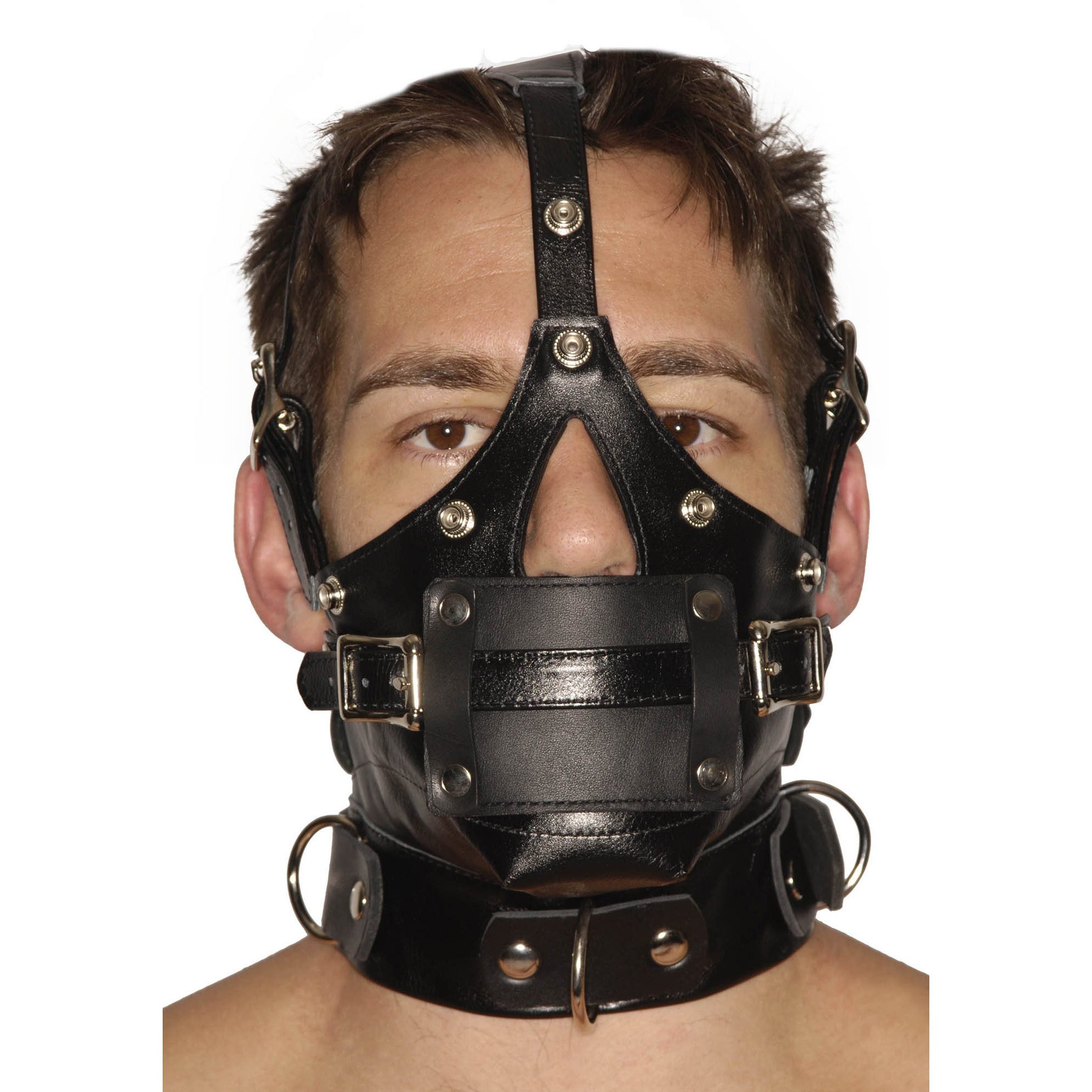 Strict Leather Premium Muzzle with Blindfold and Gags - Image 2