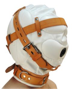 Total Sensory Deprivation White Leather Hood - MediumLarge