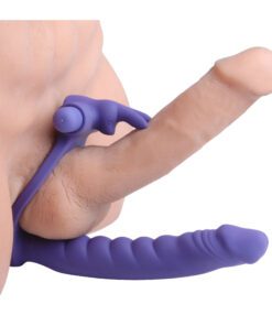 Double Delight Dual Penetration Vibrating Rabbit Cock Ring