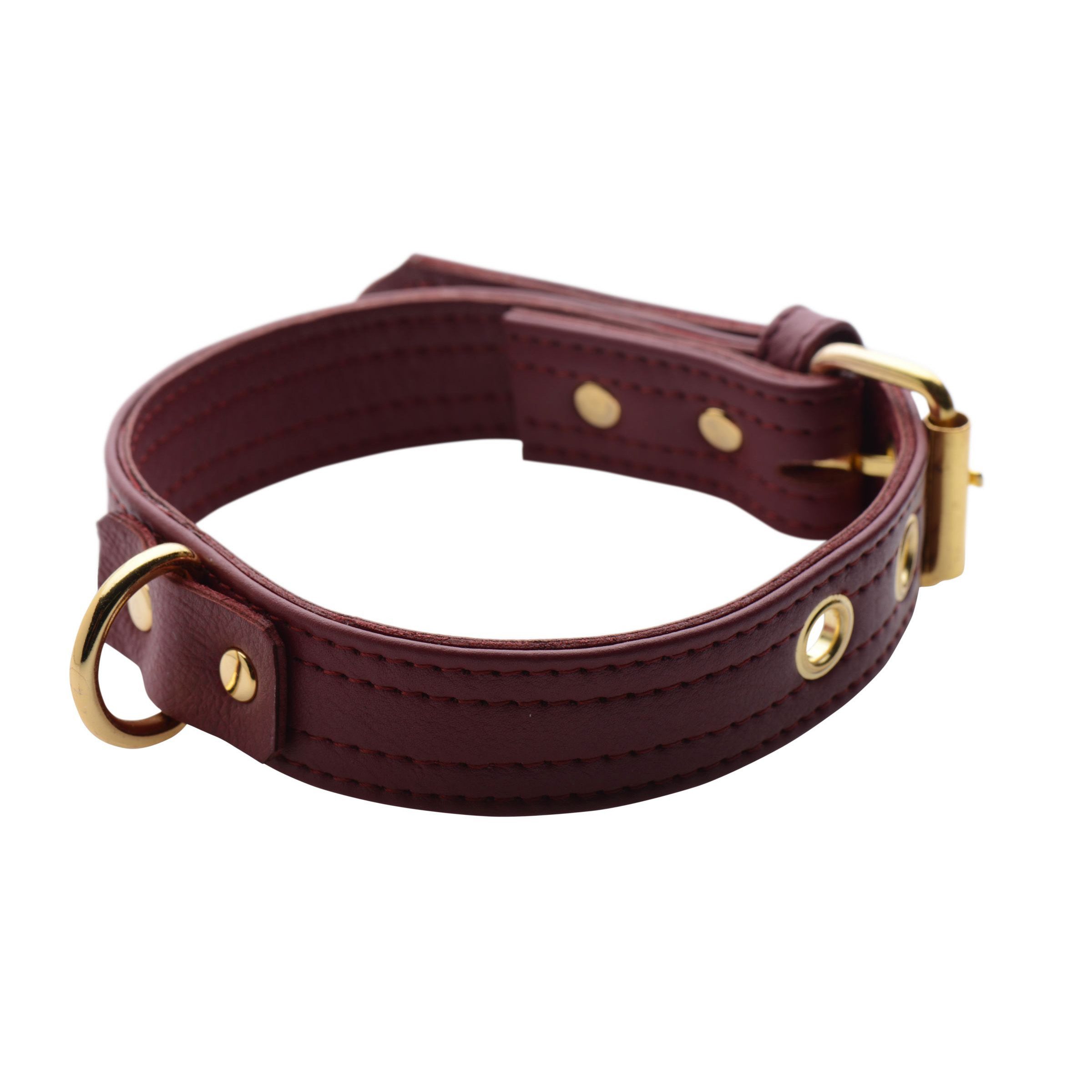 Strict Leather Luxury Burgundy Locking Collar - Image 3