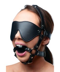 Blindfold Harness and Black Ball Gag