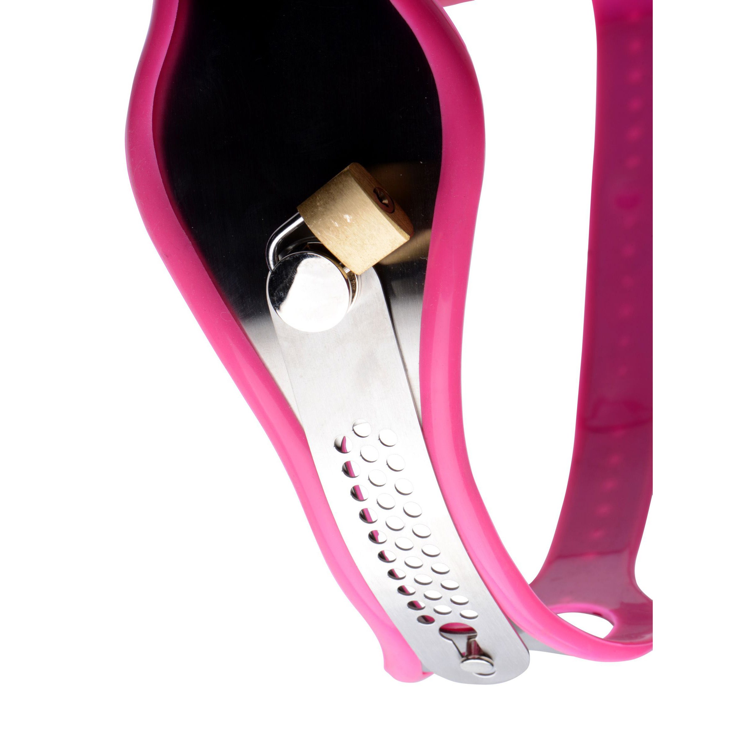 Pink Stainless Steel Adjustable Female Chastity Belt - Image 3