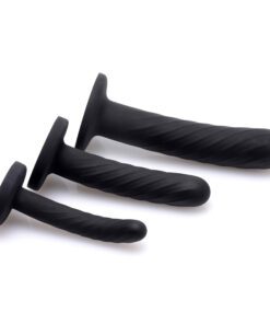 Trinity Strap-On Silicone 3 Piece Dildo Set - Black