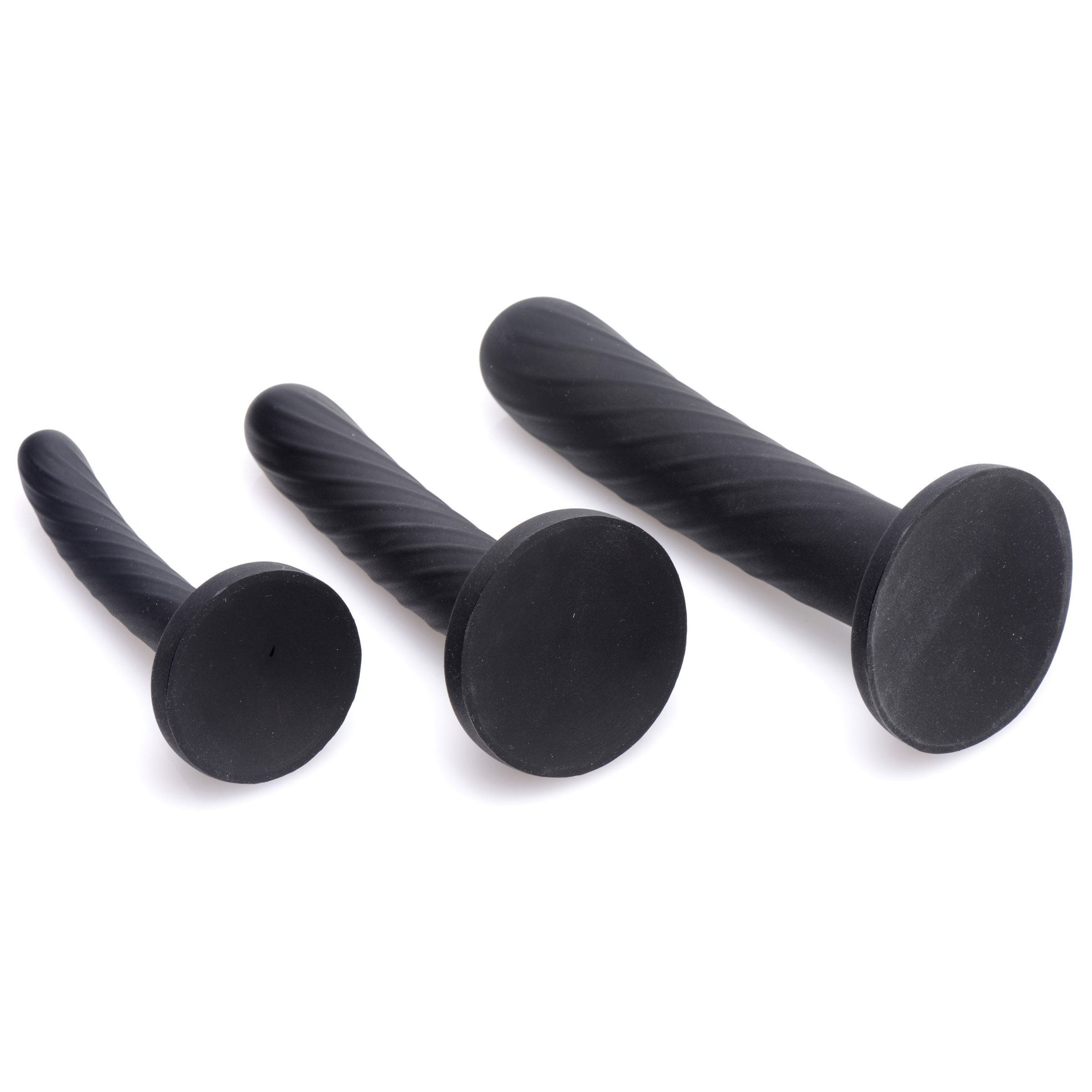Trinity Strap-On Silicone 3 Piece Dildo Set - Black - Image 2