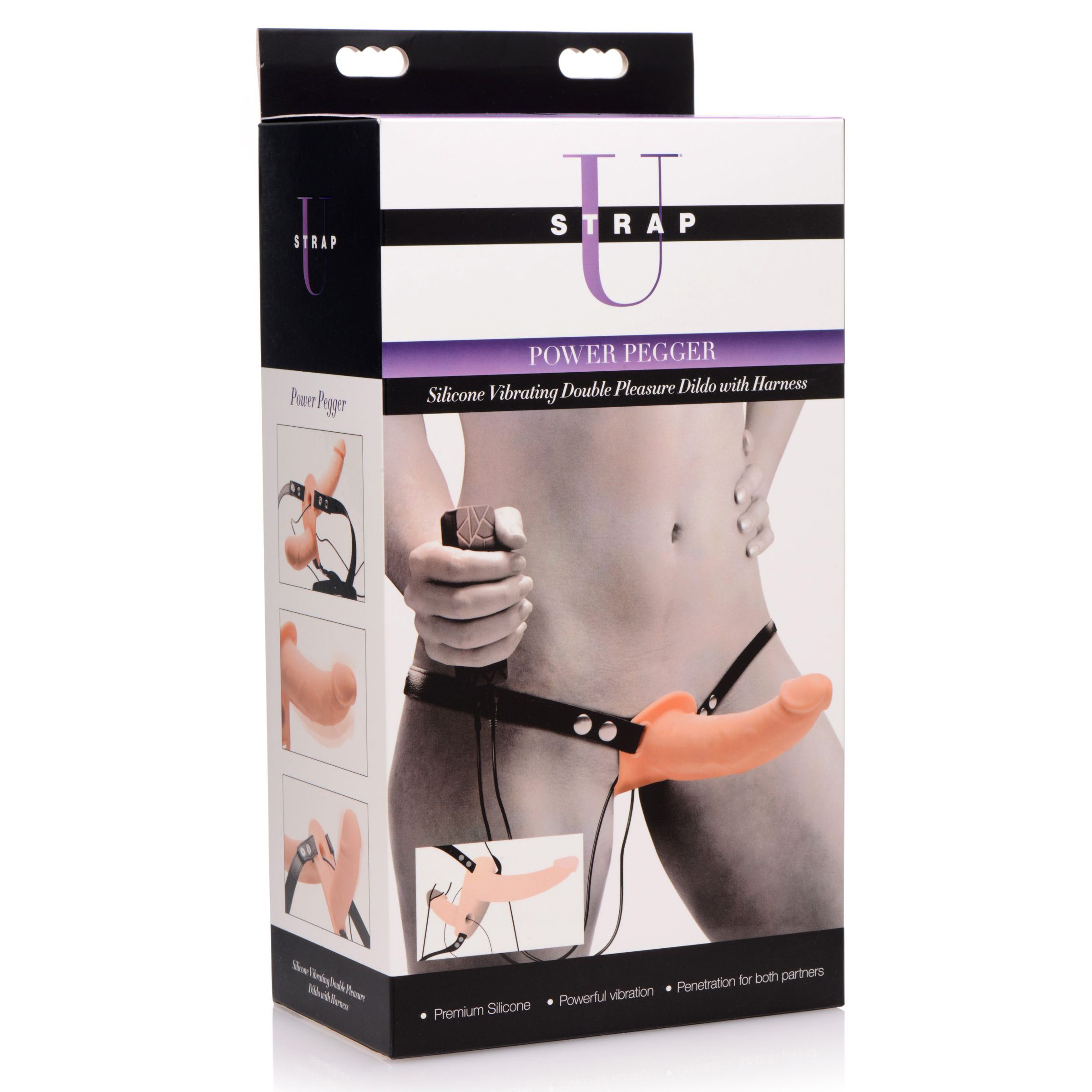 Power Pegger Silicone Vibrating Double Dildo with Harness - Image 7