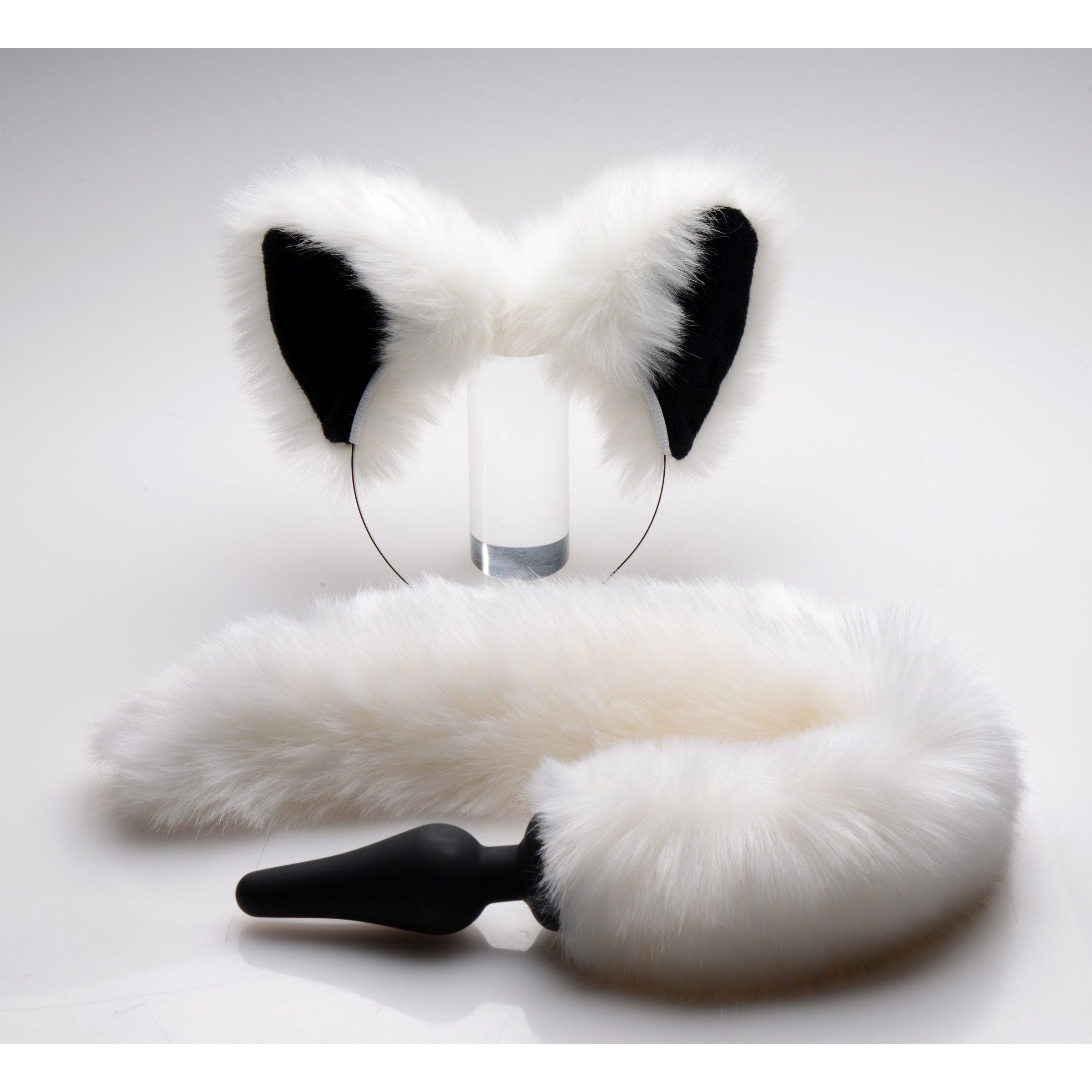 White Fox Tail Anal Plug and Ears Set - Image 2