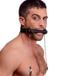 Silicone Bit Gag with Nipple Clamps