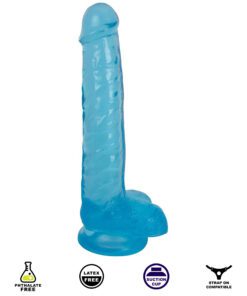 8 Inch Slim Stick with Balls Berry Ice Dildo