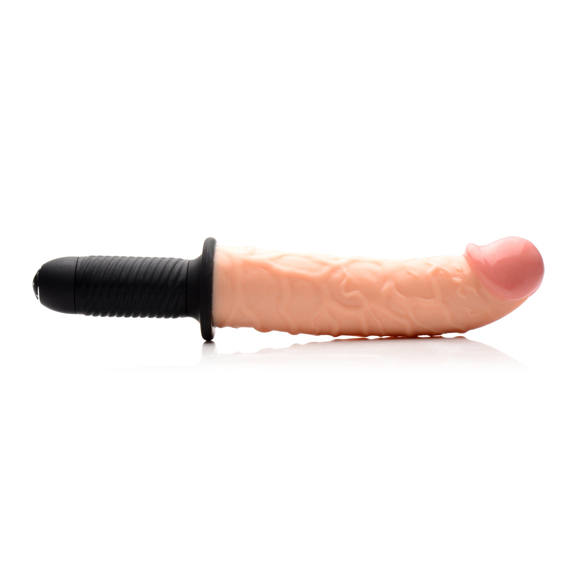 The Curved Dicktator 13 Mode Vibrating Giant Dildo Thruster - Flesh - Image 2