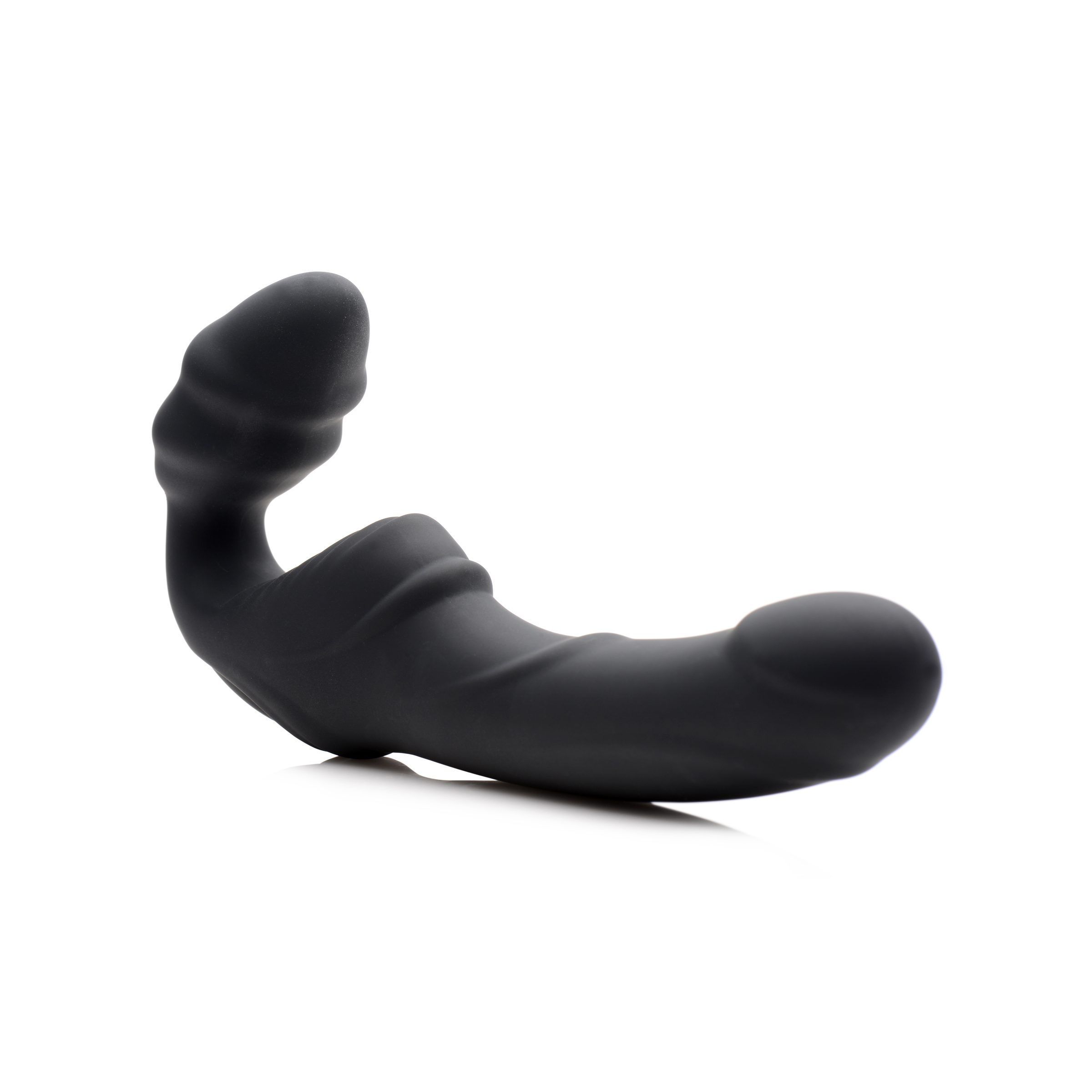 Slim Rider Ribbed Vibrating Silicone Strapless Strap On - Image 2