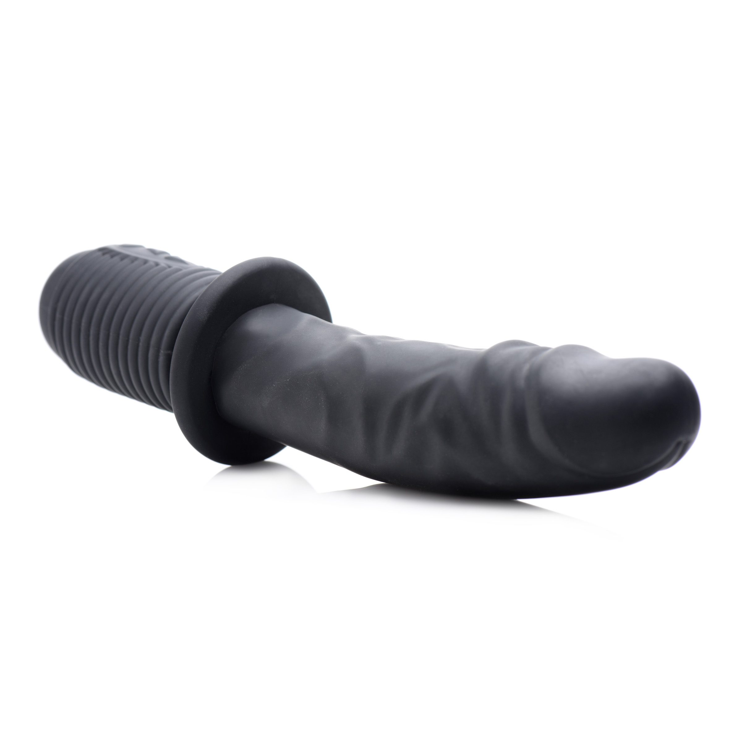Power Pounder Vibrating and Thrusting Silicone Dildo - Black - Image 4