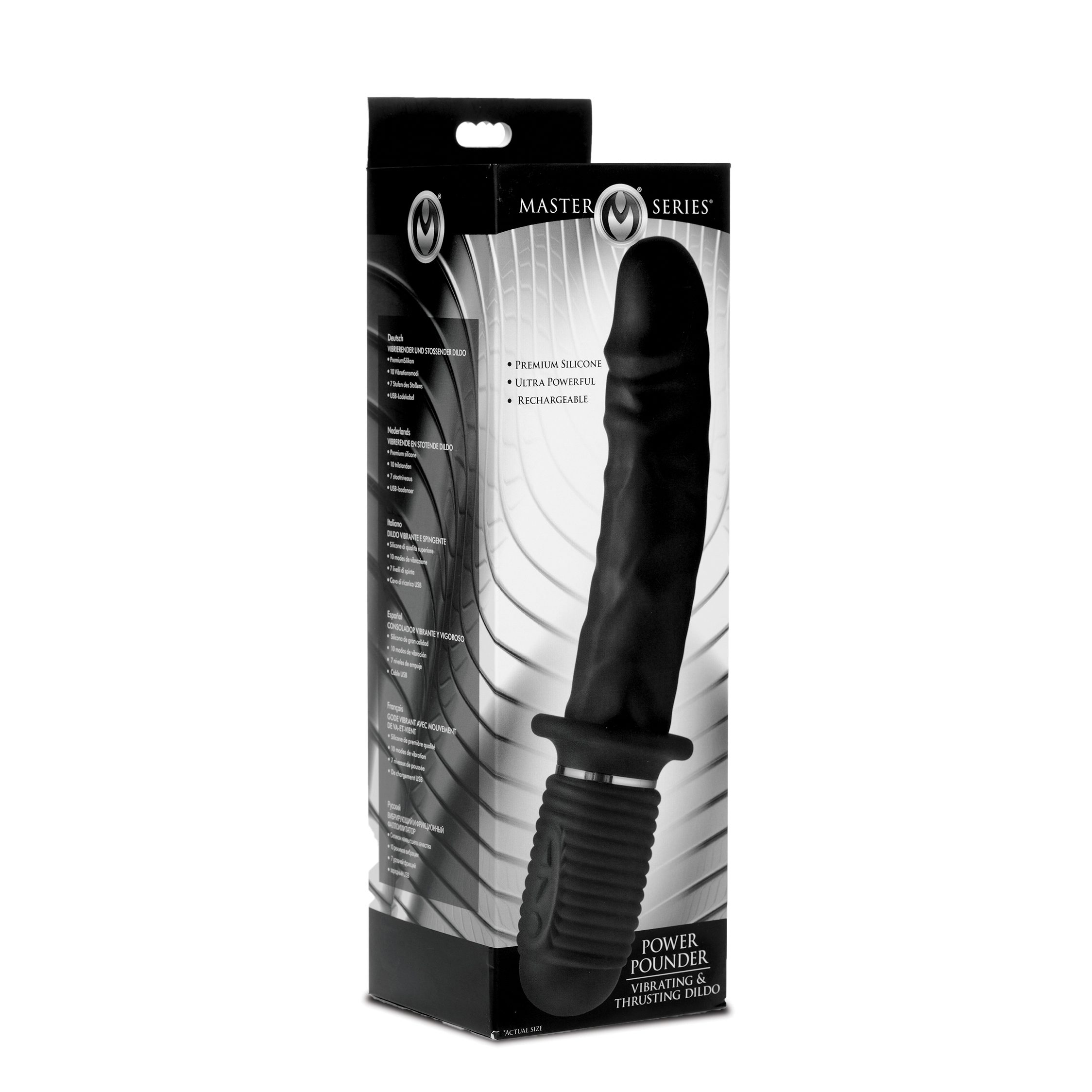Power Pounder Vibrating and Thrusting Silicone Dildo - Black - Image 6