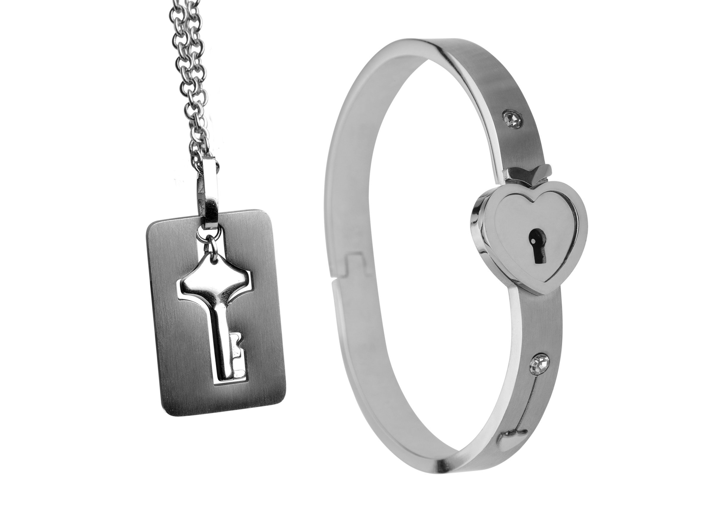 Cuffed Locking Bracelet and Key Necklace - Image 3