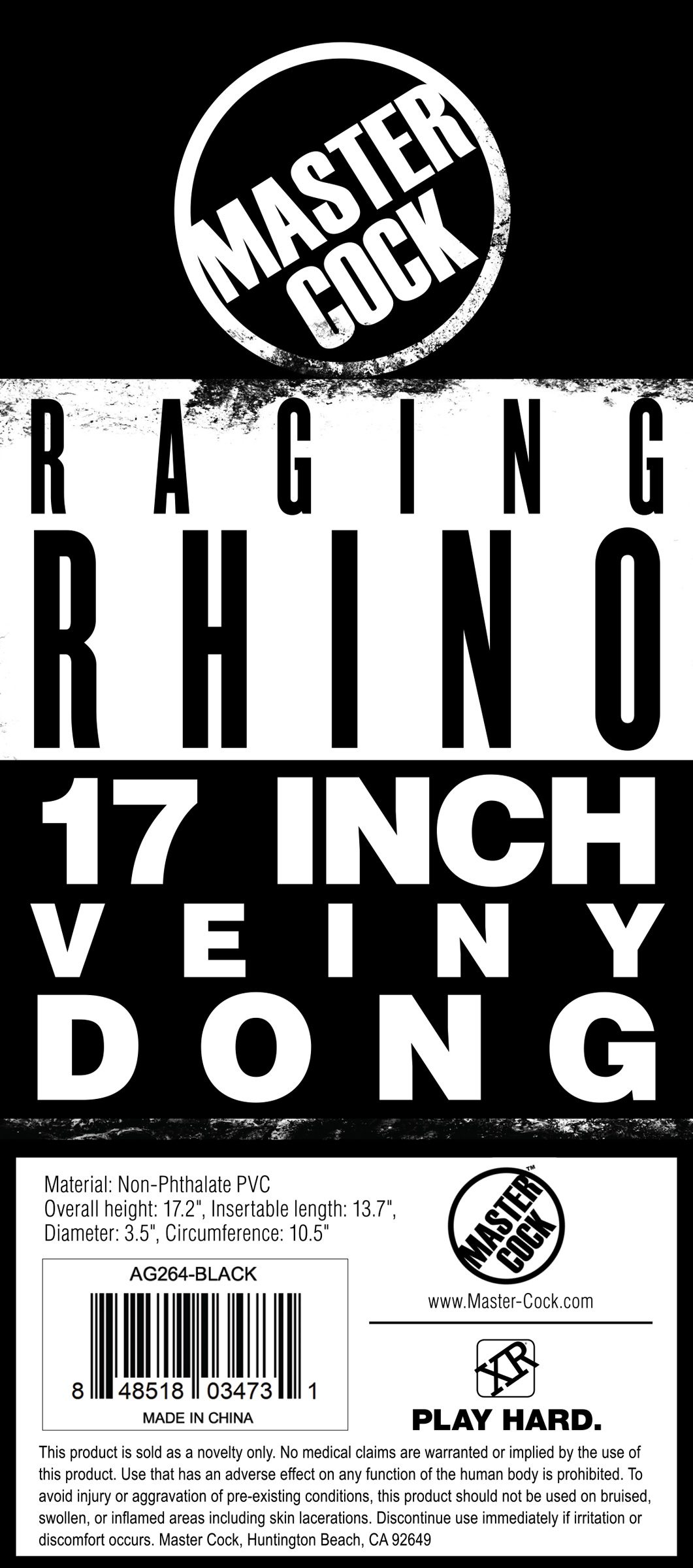 Raging Rhino 17 Inch Veiny Dildo - Black - Image 4