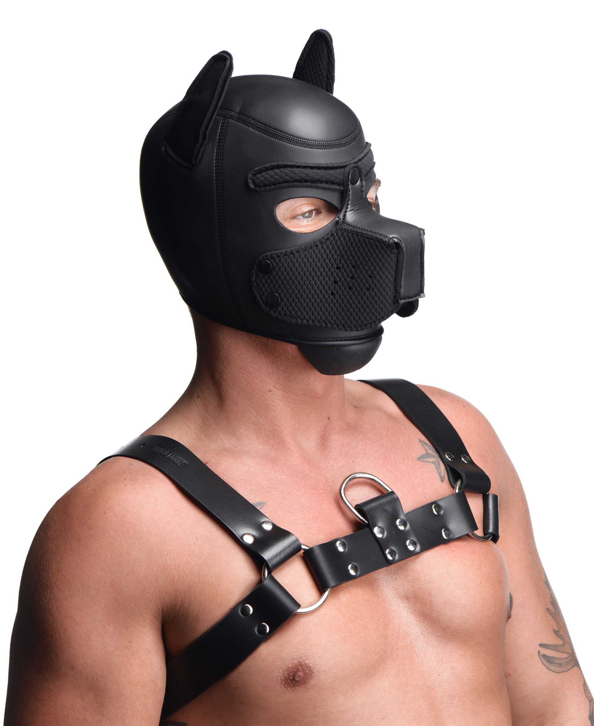 Spike Neoprene Puppy Hood - Black - Image 2