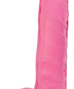 8 Inch Slim Stick with Balls Cherry Ice Dildo